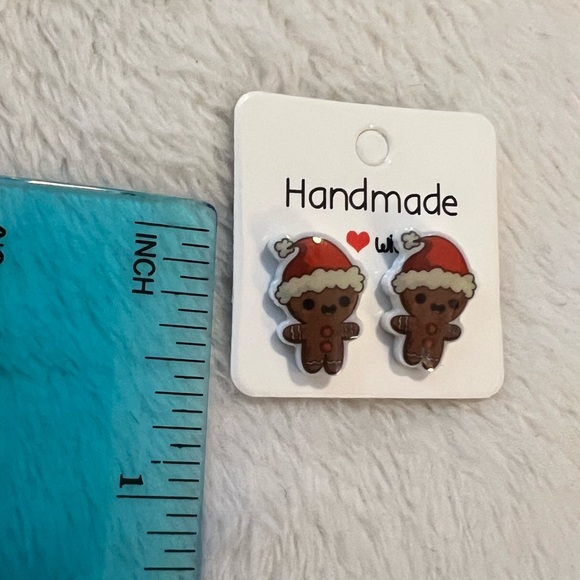 Jewelry - Gingerbread with Santa hat earrings